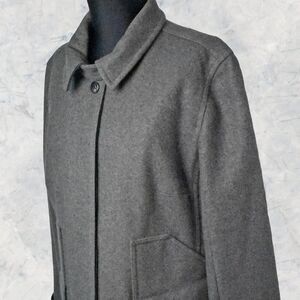J Crew Gray Wool Blend Coat Hidden Placket Button Front Hip Length Women’s XL